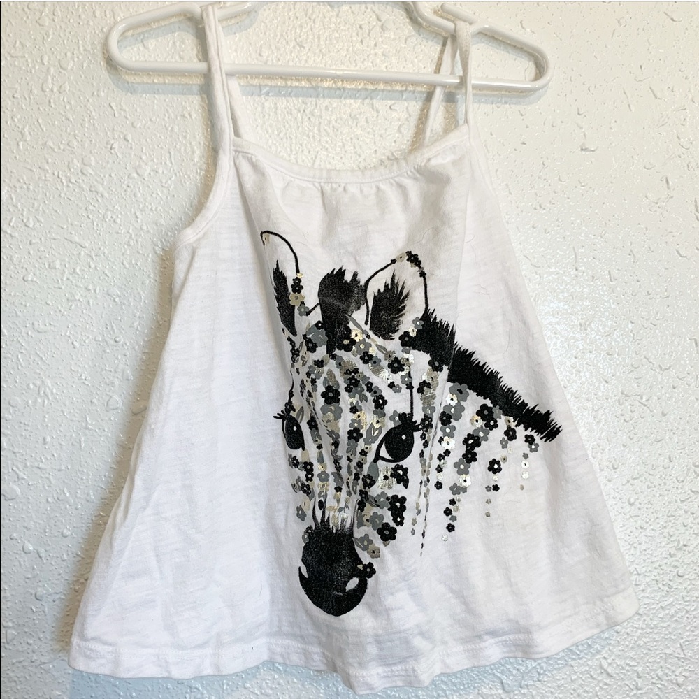 Old Navy 5t girls zebra white top preowned